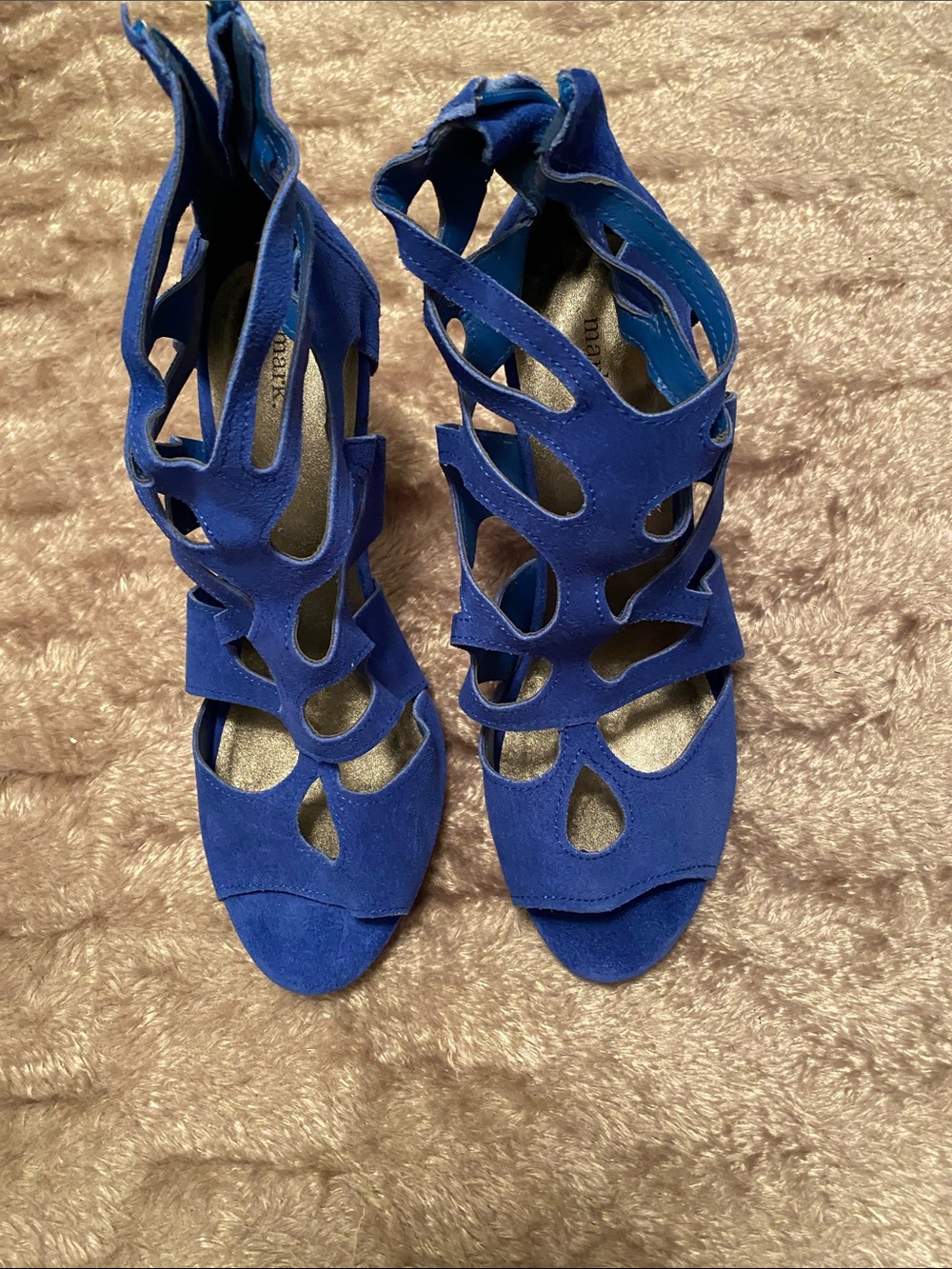 Women’s Strappy Cutout Heeled Sandals in Blue
